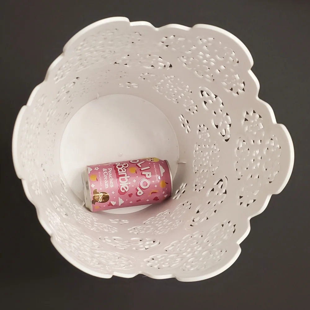 ONLY SOLD IN BUNDLE 12" White Floral Cutout Plastic Wastebasket - Picture 9 of 10